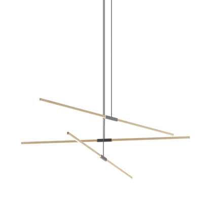Stickbulb 8ft Multi Light Linear LED Pendant Light in Maple/Slate Grey.