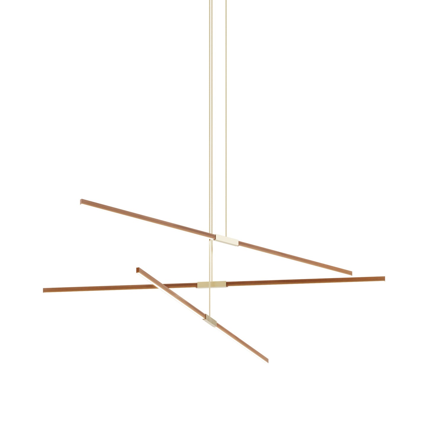 Stickbulb 8ft Multi Light Linear LED Pendant Light in Water Tower Redwood/Brushed Brass.