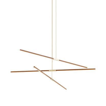 Stickbulb 8ft Multi Light Linear LED Pendant Light in Water Tower Redwood/Brushed Brass.