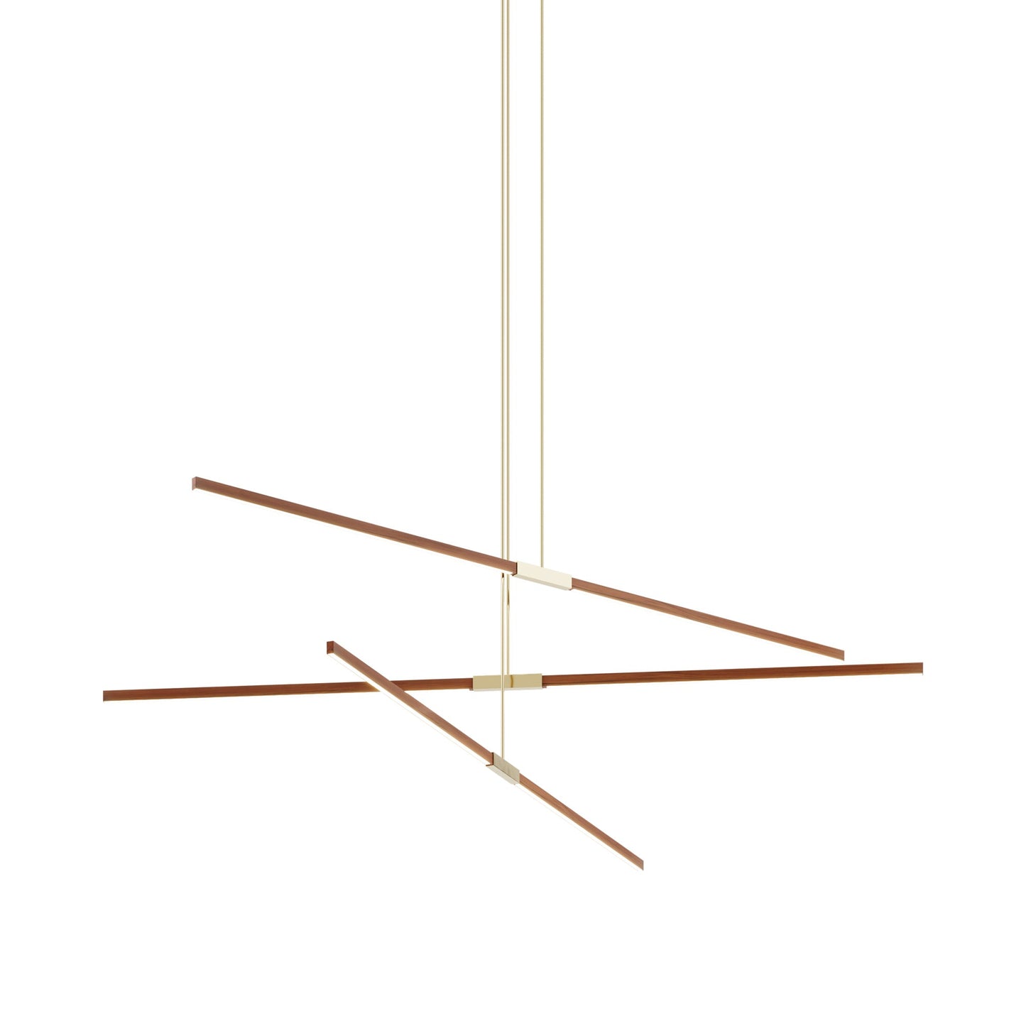 Stickbulb 8ft Multi Light Linear LED Pendant Light in Water Tower Redwood/Polished Brass.