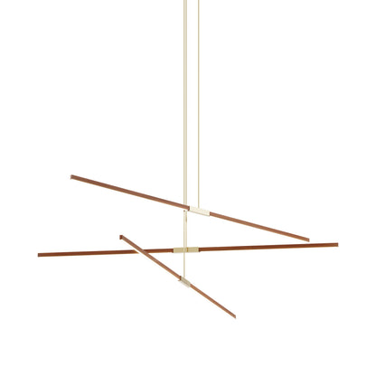 Stickbulb 8ft Multi Light Linear LED Pendant Light in Water Tower Redwood/Polished Brass.