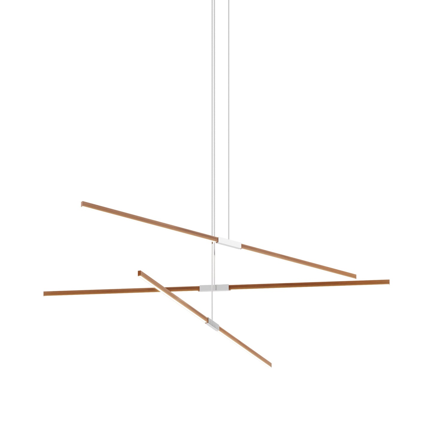 Stickbulb 8ft Multi Light Linear LED Pendant Light in Water Tower Redwood/Polished Nickel.