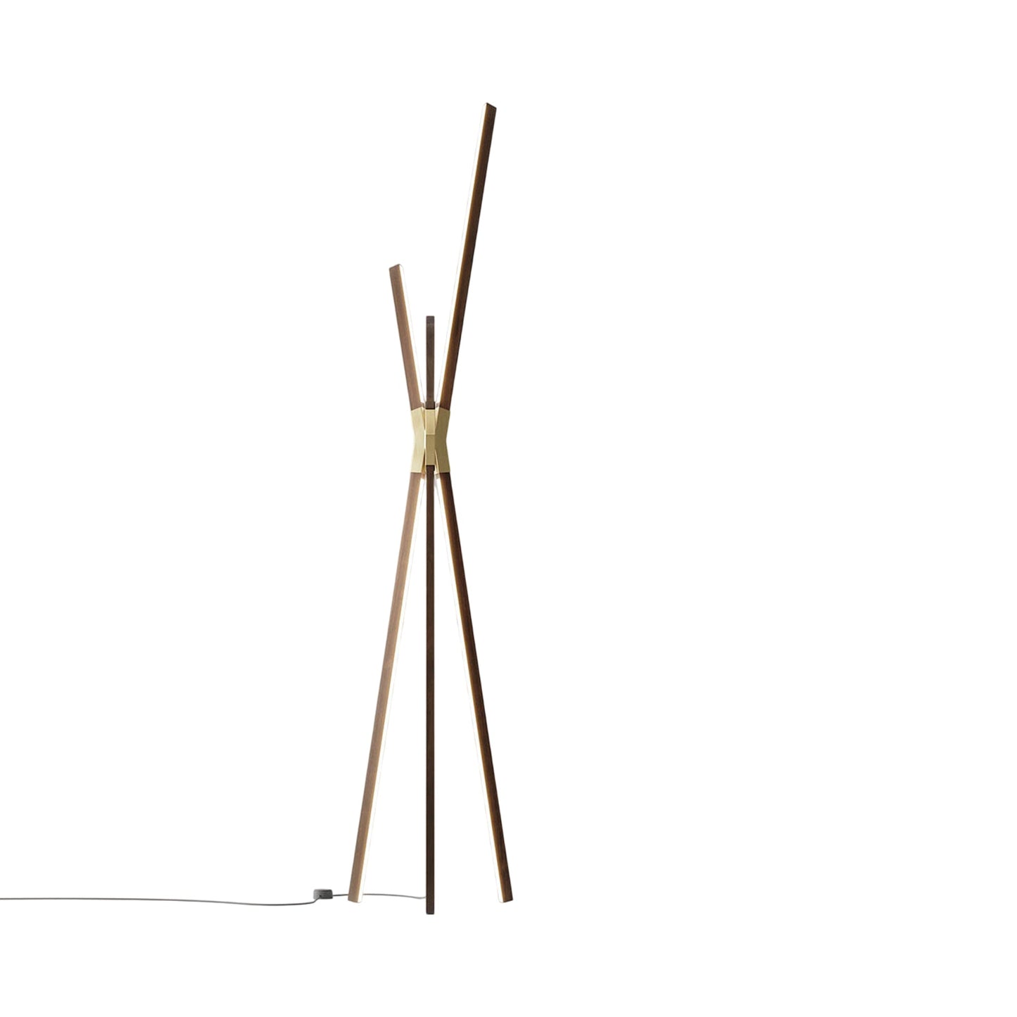 Bang LED Floor Lamp in American Walnut/Brushed Brass.