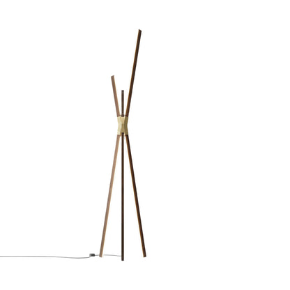 Bang LED Floor Lamp in American Walnut/Brushed Brass.
