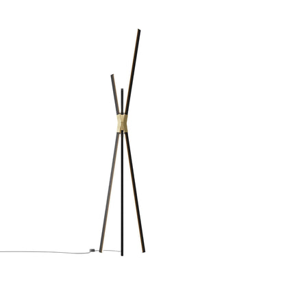 Bang LED Floor Lamp in Ebonized Oak/Brushed Brass.