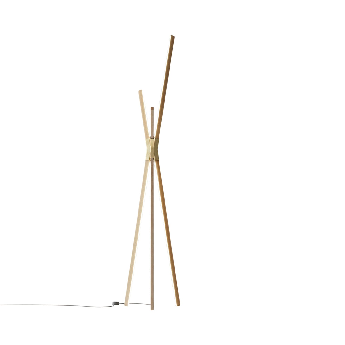 Bang LED Floor Lamp in Maple/Brushed Brass.