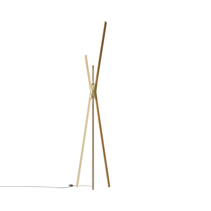 Bang LED Floor Lamp in Maple/Brushed Brass.