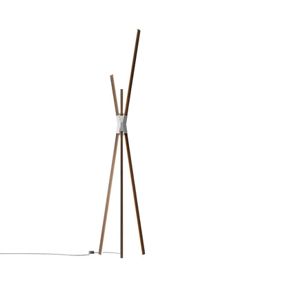 Bang LED Floor Lamp in American Walnut/Brushed Nickel.
