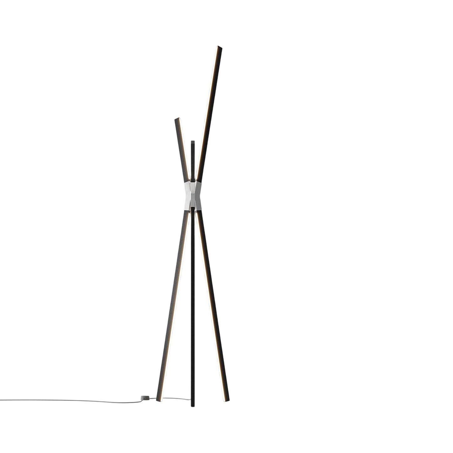 Bang LED Floor Lamp in Ebonized Oak/Brushed Nickel.