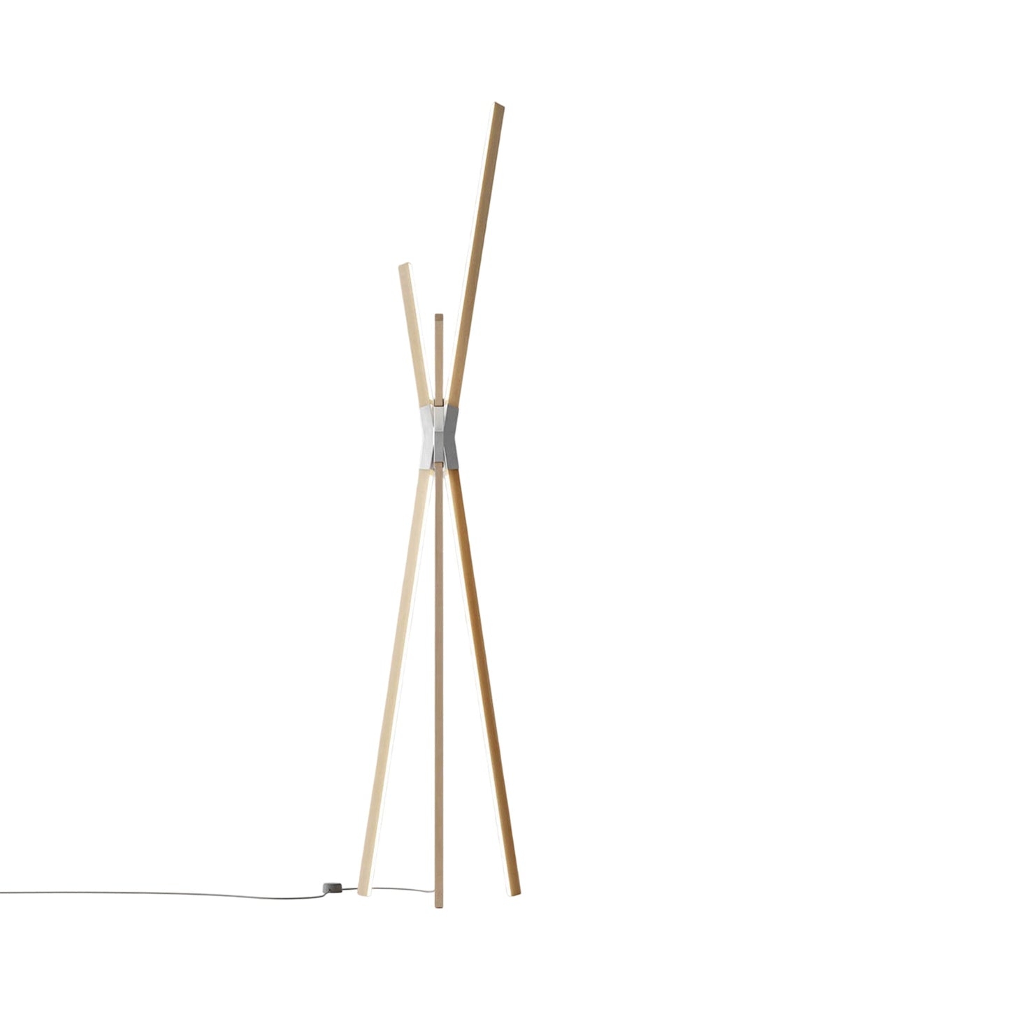 Bang LED Floor Lamp in Maple/Brushed Nickel.