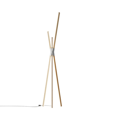 Bang LED Floor Lamp in Maple/Brushed Nickel.