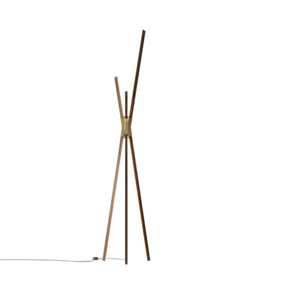 Bang LED Floor Lamp in American Walnut/Polished Brass.