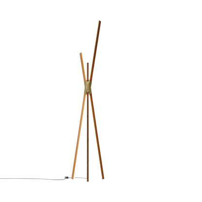 Bang LED Floor Lamp in Heart Pine (Reclaimed)/Polished Brass.