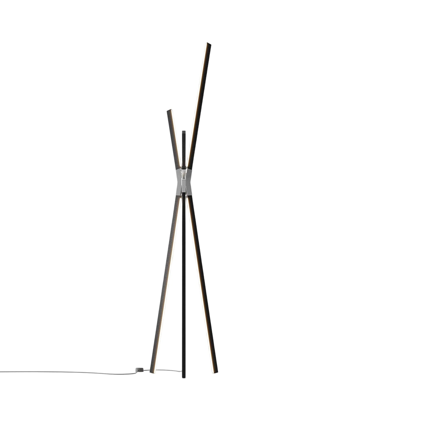 Bang LED Floor Lamp in Ebonized Oak/Polished Nickel.