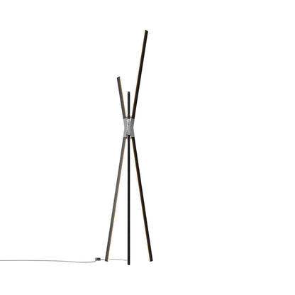 Bang LED Floor Lamp in Ebonized Oak/Polished Nickel.