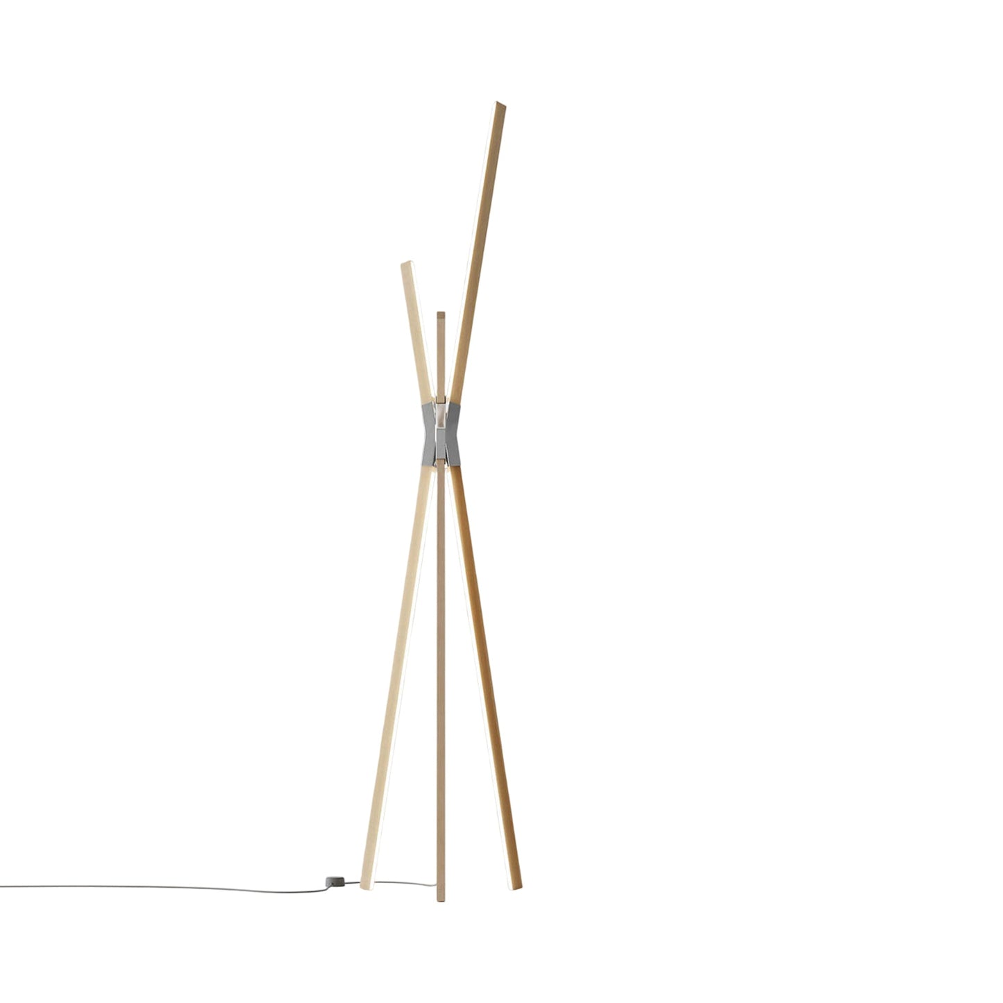 Bang LED Floor Lamp in Maple/Polished Nickel.