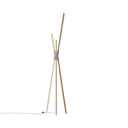 Bang LED Floor Lamp in Maple/Polished Nickel.