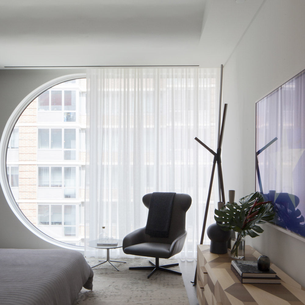 Bang LED Floor Lamp in bedroom.