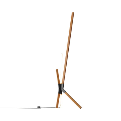 Bang LED Floor / Table Lamp in Heart Pine (Reclaimed)/Blackened.