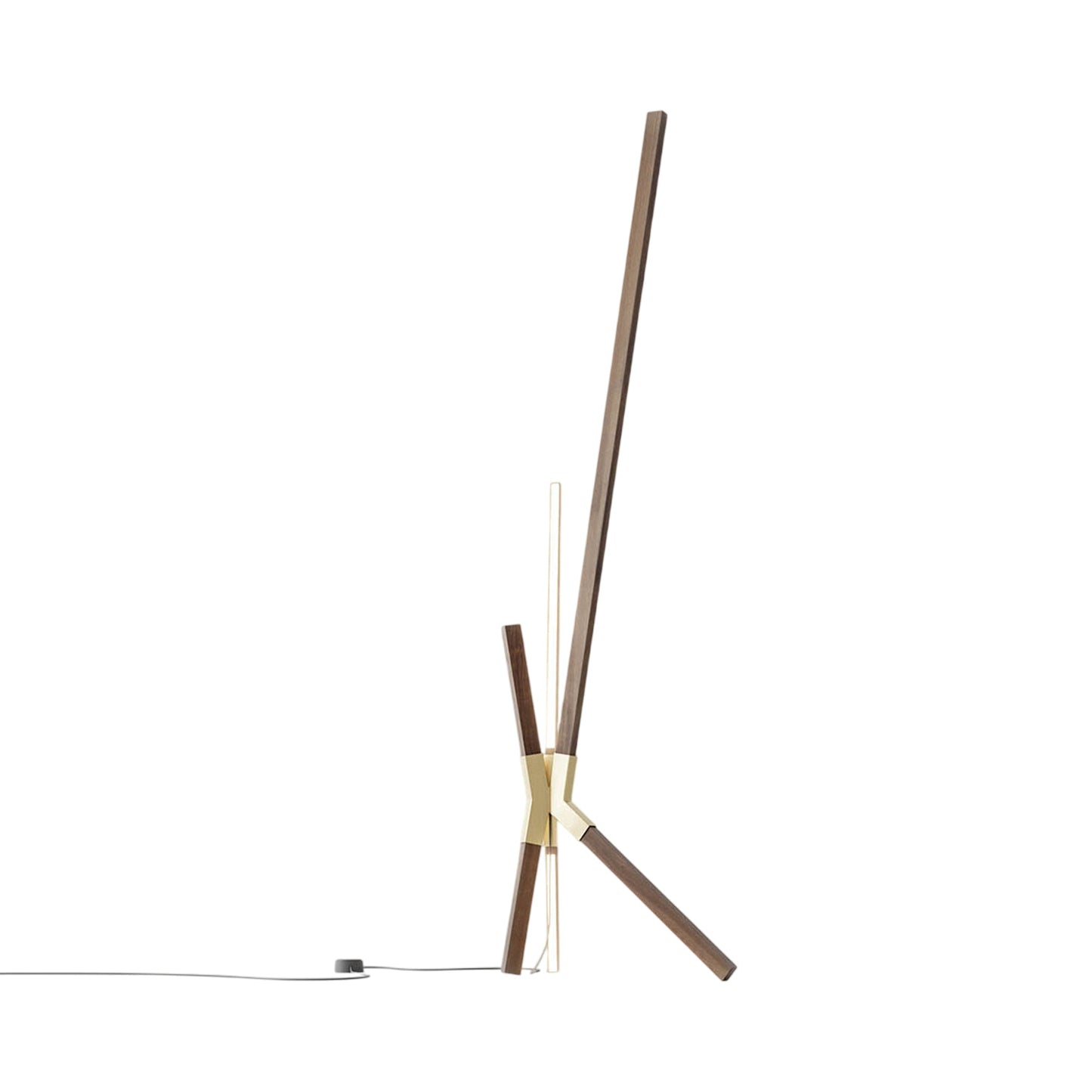 Bang LED Floor / Table Lamp in American Walnut/Brushed Brass.
