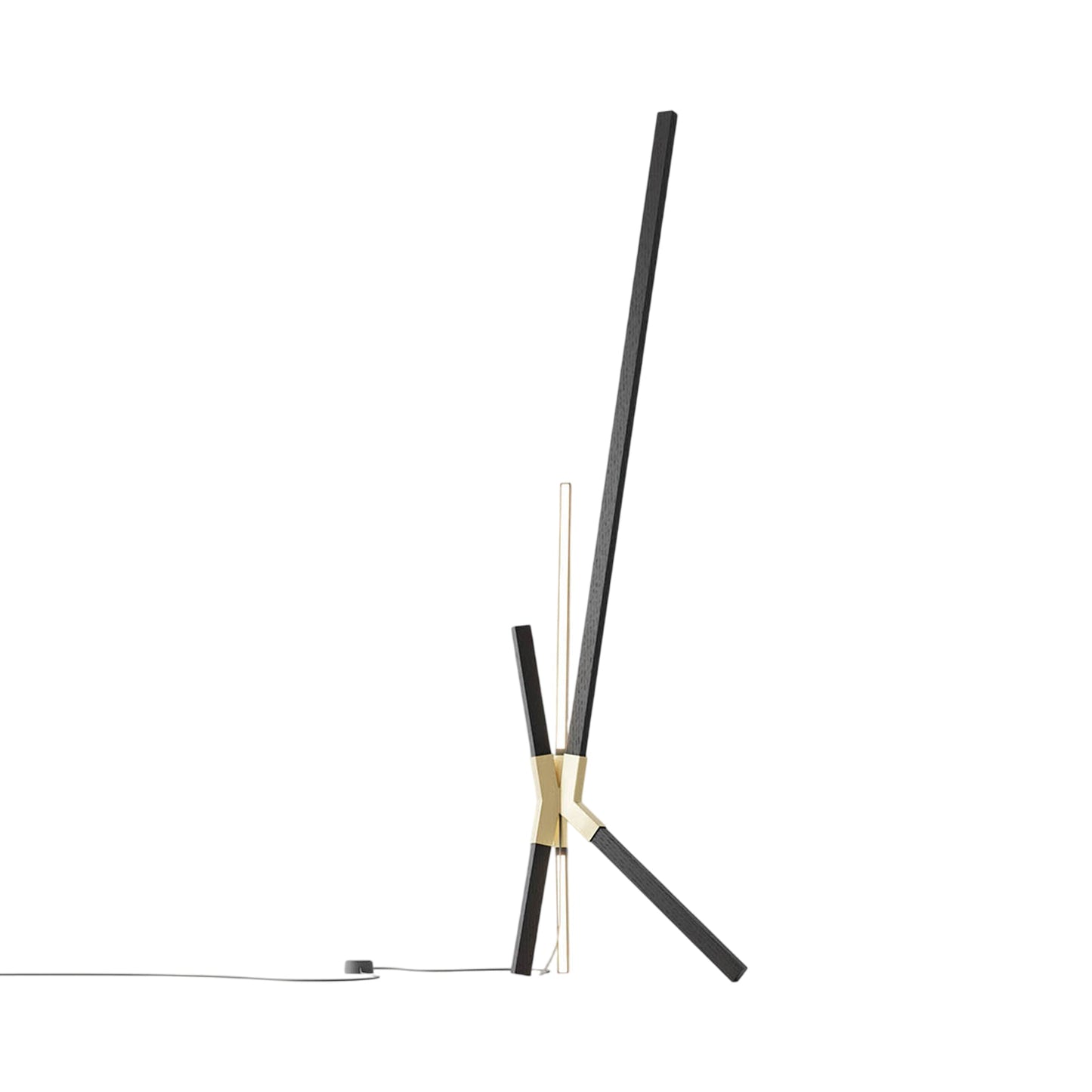 Bang LED Floor / Table Lamp in Ebonized Oak/Brushed Brass.