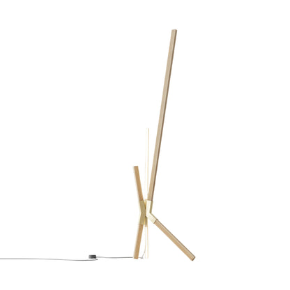 Bang LED Floor / Table Lamp in Maple/Brushed Brass.