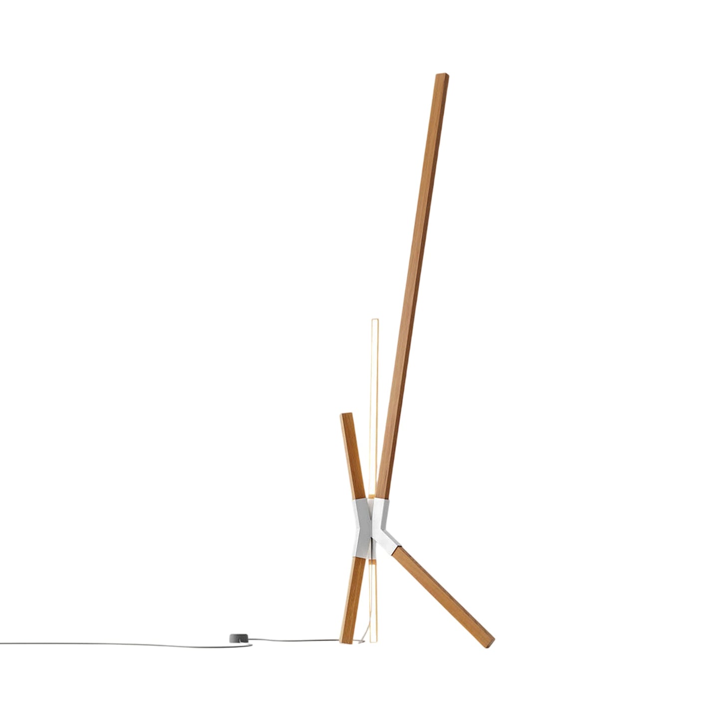 Bang LED Floor / Table Lamp in Heart Pine (Reclaimed)/Brushed Nickel.