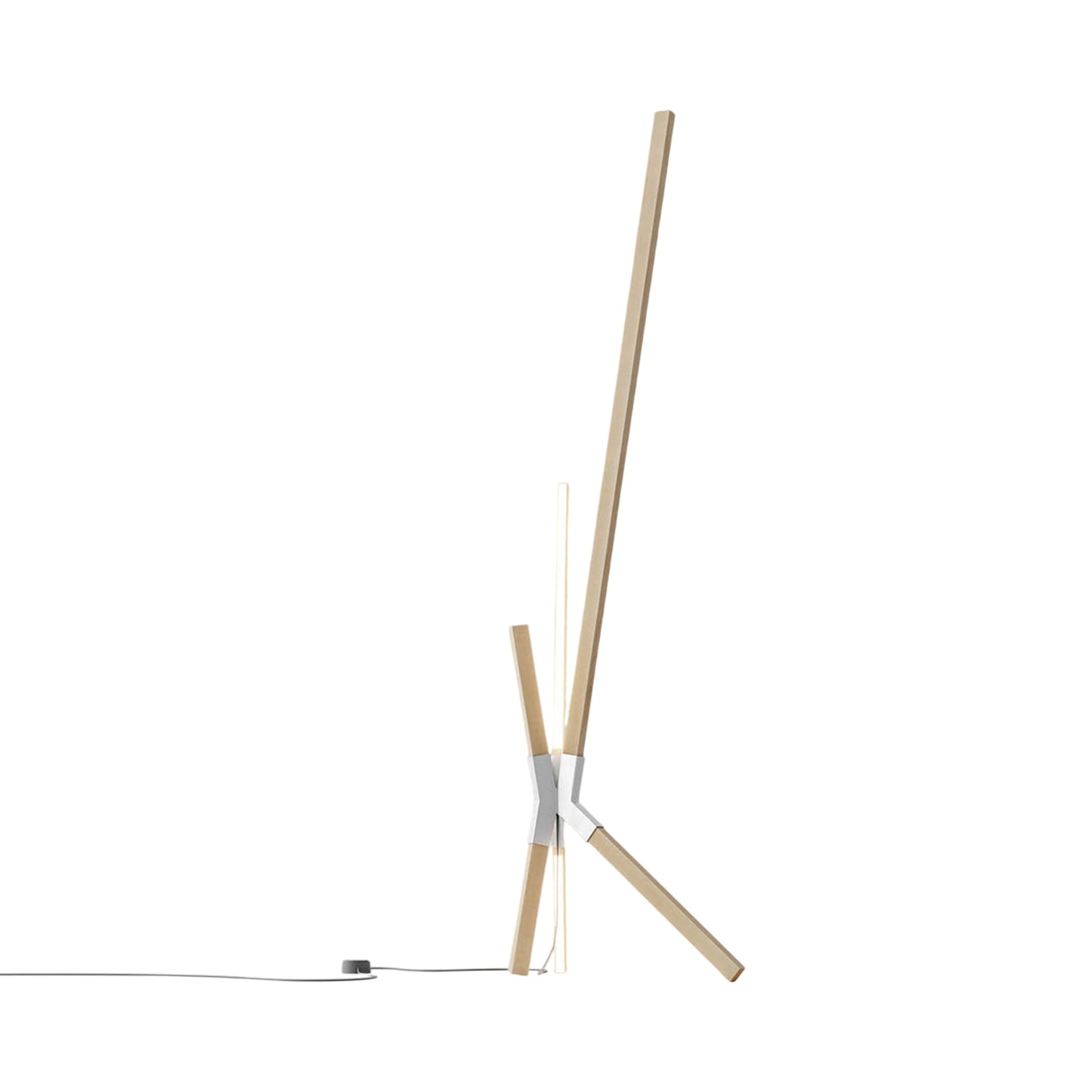 Bang LED Floor / Table Lamp in Maple/Brushed Nickel.