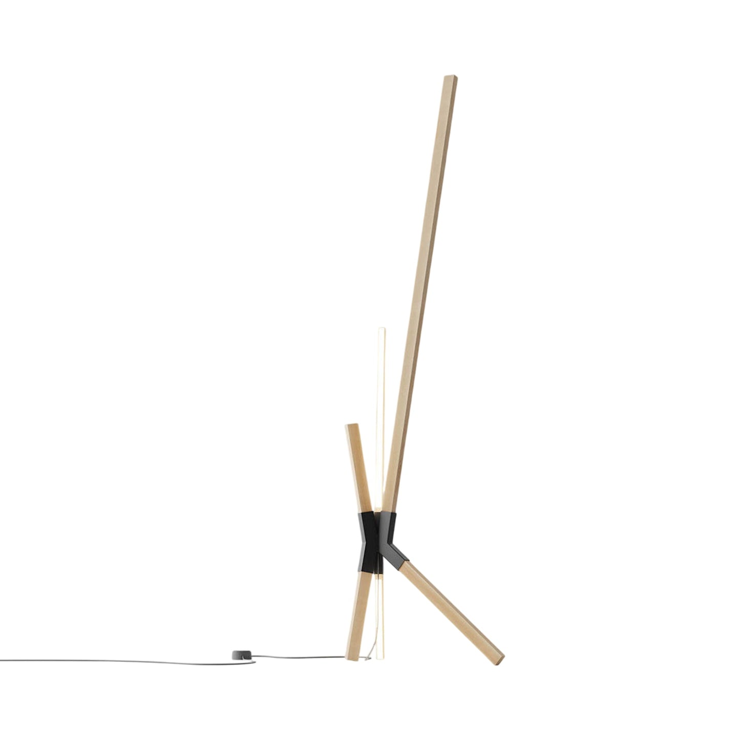 Bang LED Floor / Table Lamp in Maple/Matte Black.
