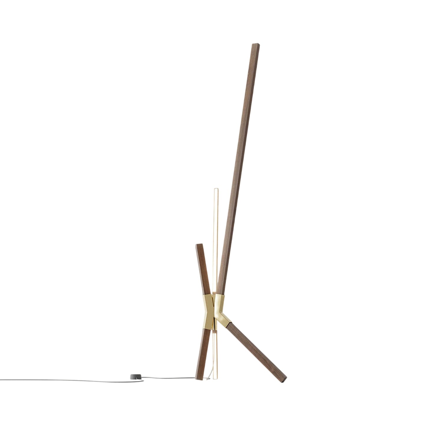Bang LED Floor / Table Lamp in American Walnut/Polished Brass.