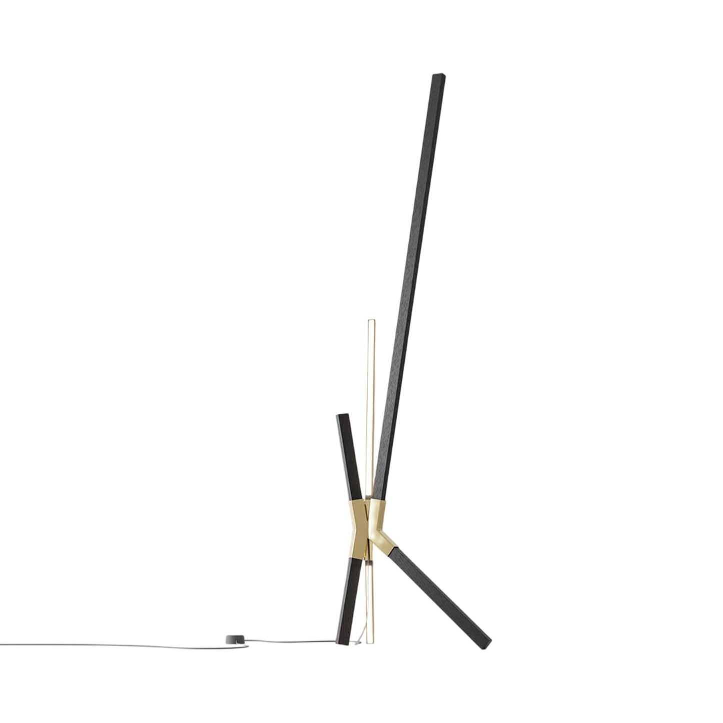 Bang LED Floor / Table Lamp in Ebonized Oak/Polished Brass.