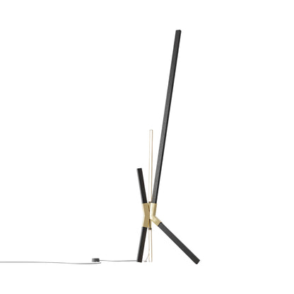 Bang LED Floor / Table Lamp in Ebonized Oak/Polished Brass.