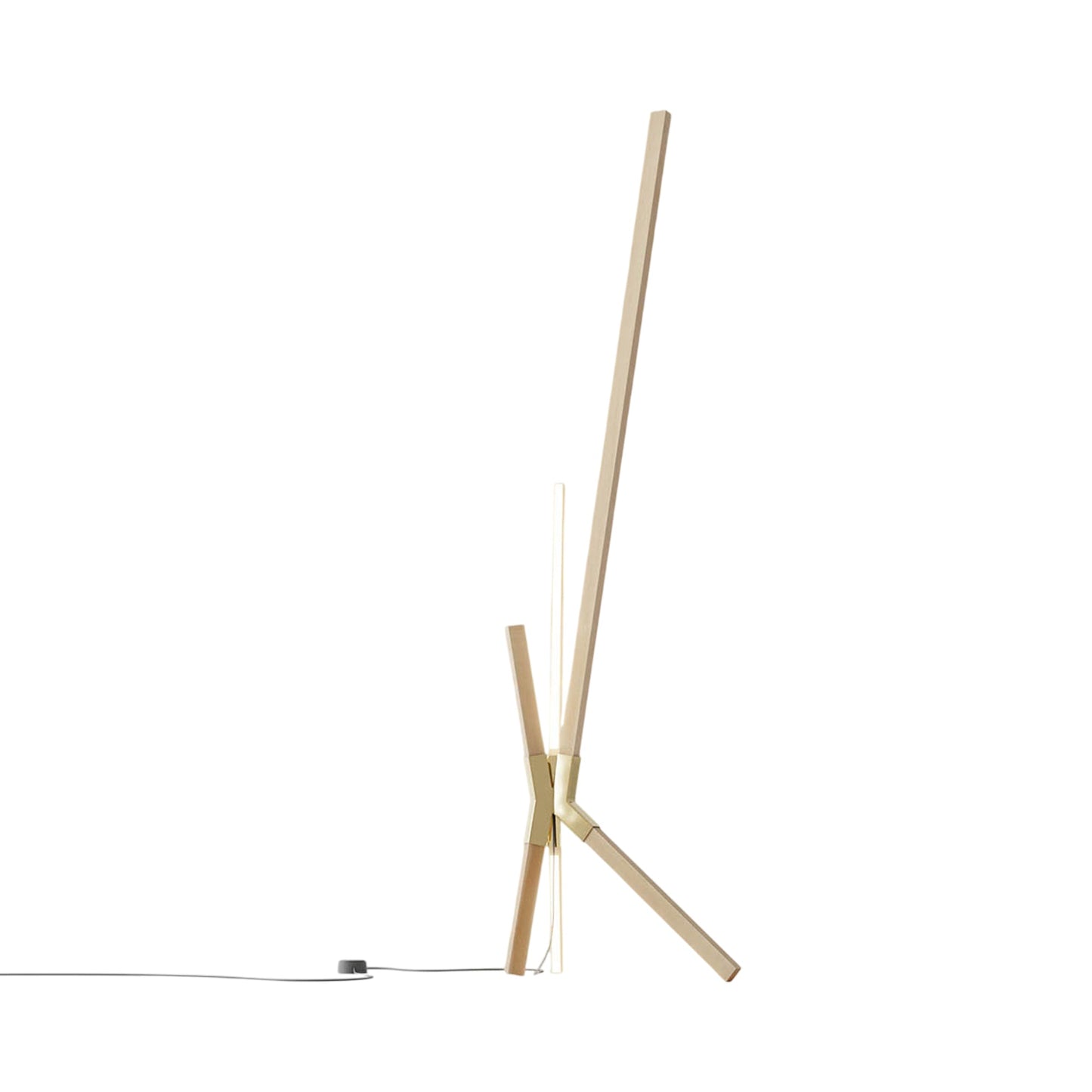 Bang LED Floor / Table Lamp in Maple/Polished Brass.