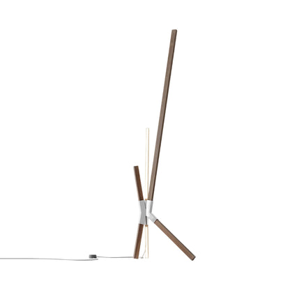 Bang LED Floor / Table Lamp in American Walnut/Polished Nickel.