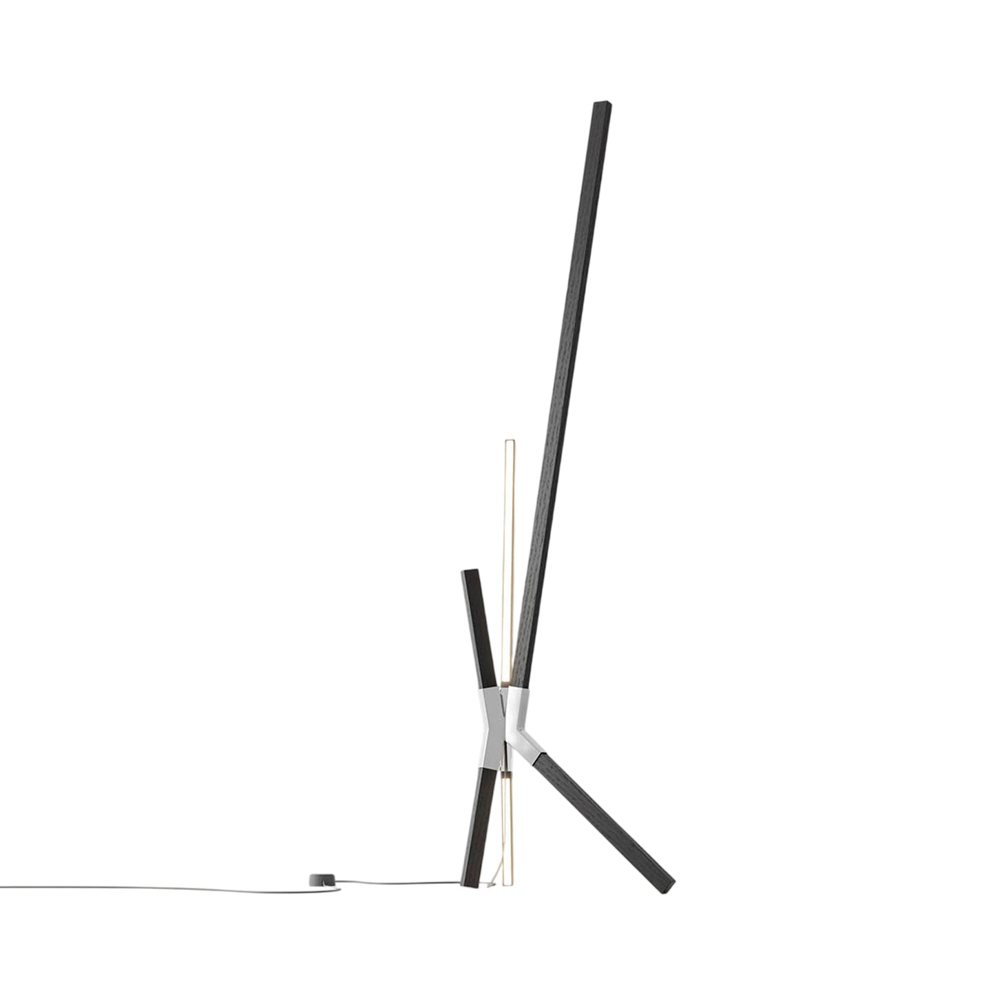 Bang LED Floor / Table Lamp in Ebonized Oak/Polished Nickel.