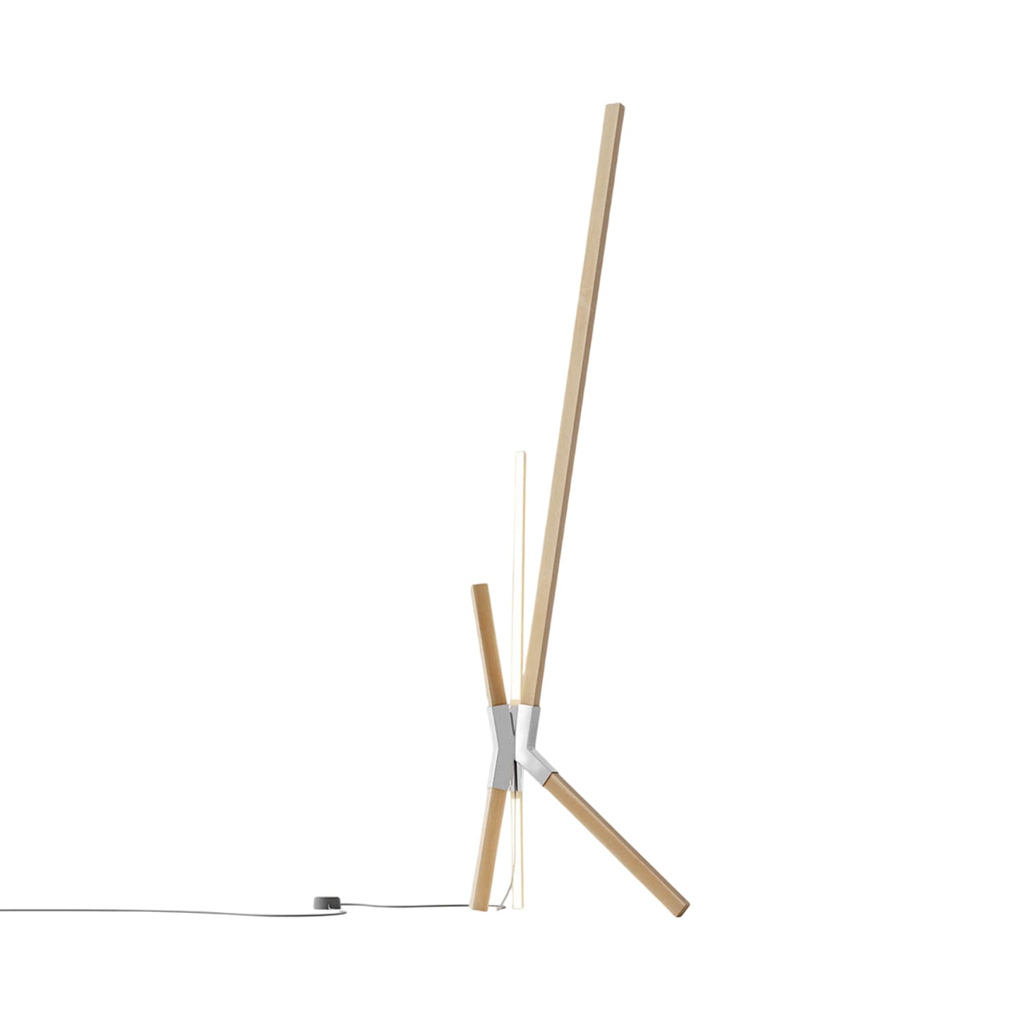 Bang LED Floor / Table Lamp in Maple/Polished Nickel.