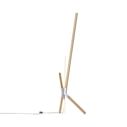 Bang LED Floor / Table Lamp in Maple/Polished Nickel.