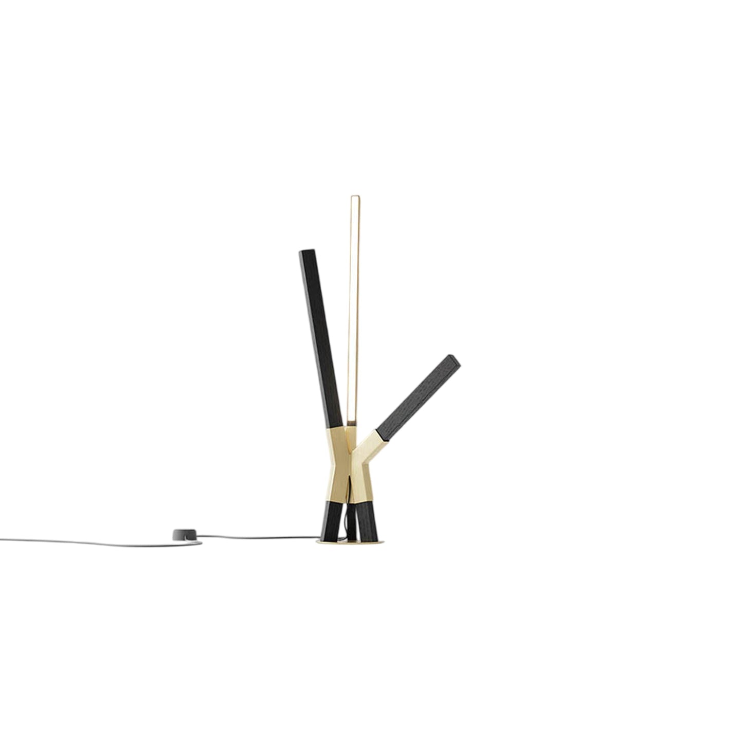 Bang LED Table Lamp in Ebonized Oak/Brushed Brass.