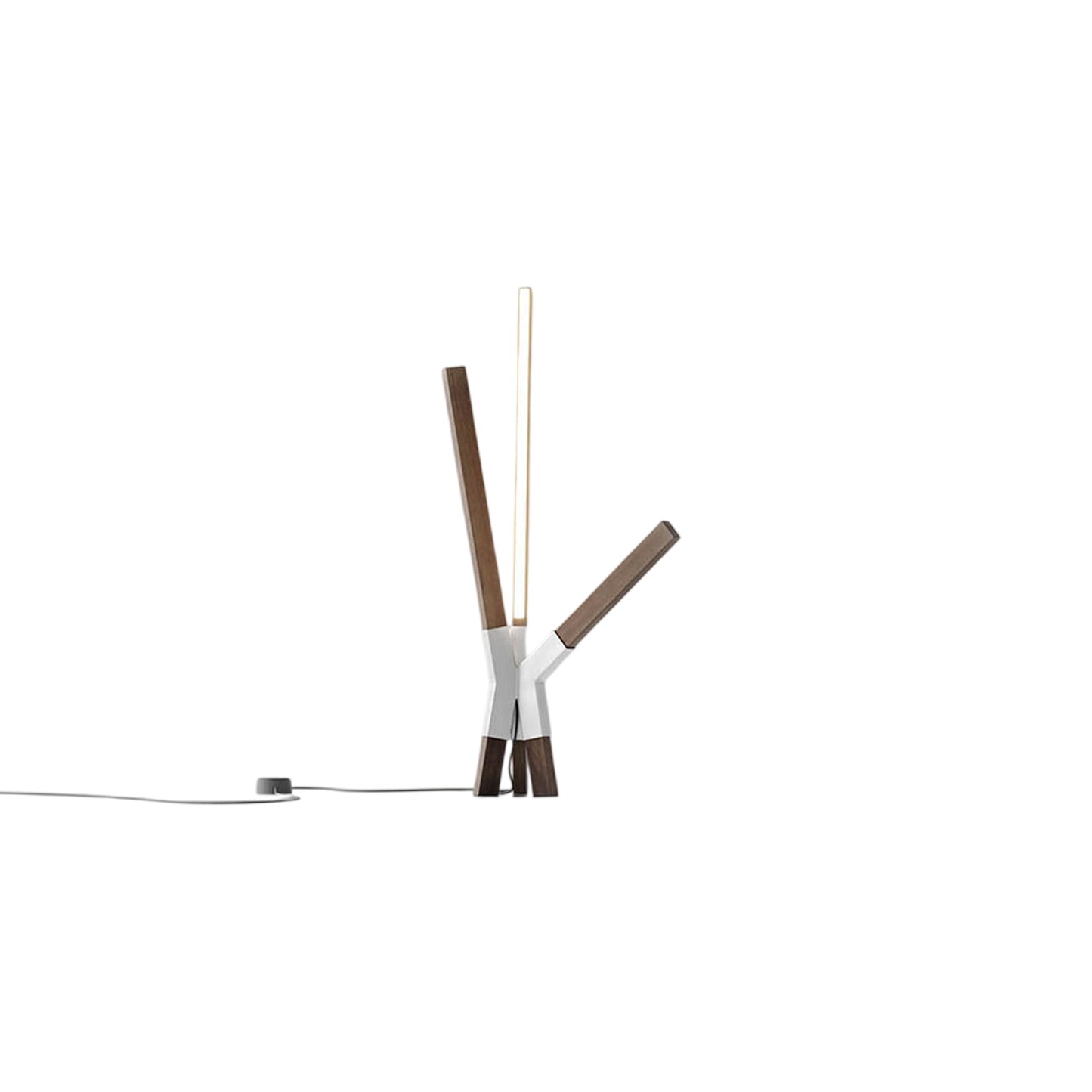 Bang LED Table Lamp in American Walnut/Brushed Nickel.