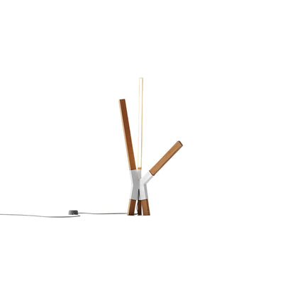 Bang LED Table Lamp in Heart Pine (Reclaimed)/Brushed Nickel.