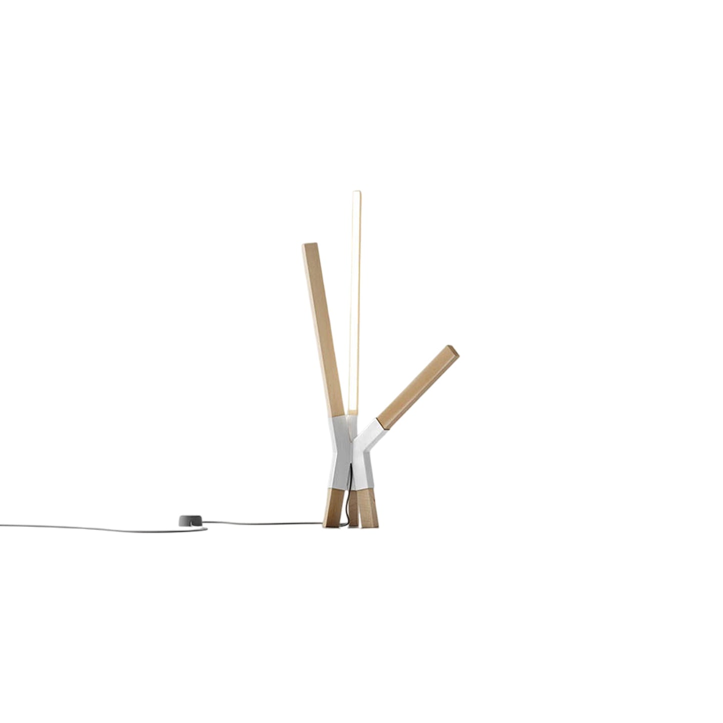 Bang LED Table Lamp in Maple/Brushed Nickel.