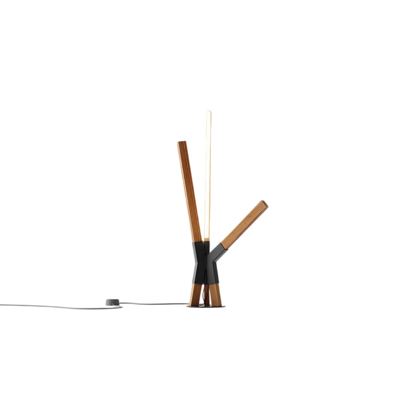 Bang LED Table Lamp in Heart Pine (Reclaimed)/Matte Black.