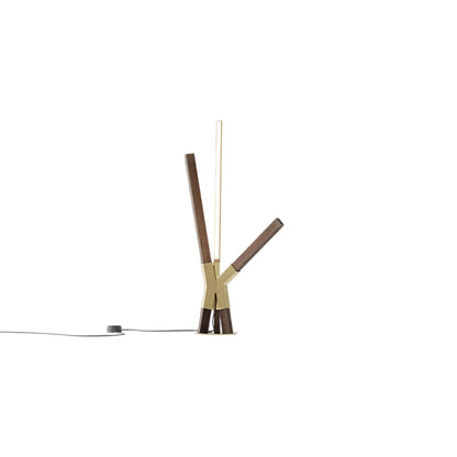 Bang LED Table Lamp in American Walnut/Polished Brass.