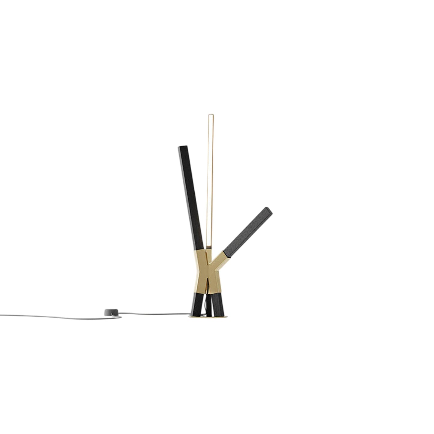 Bang LED Table Lamp in Ebonized Oak/Polished Brass.