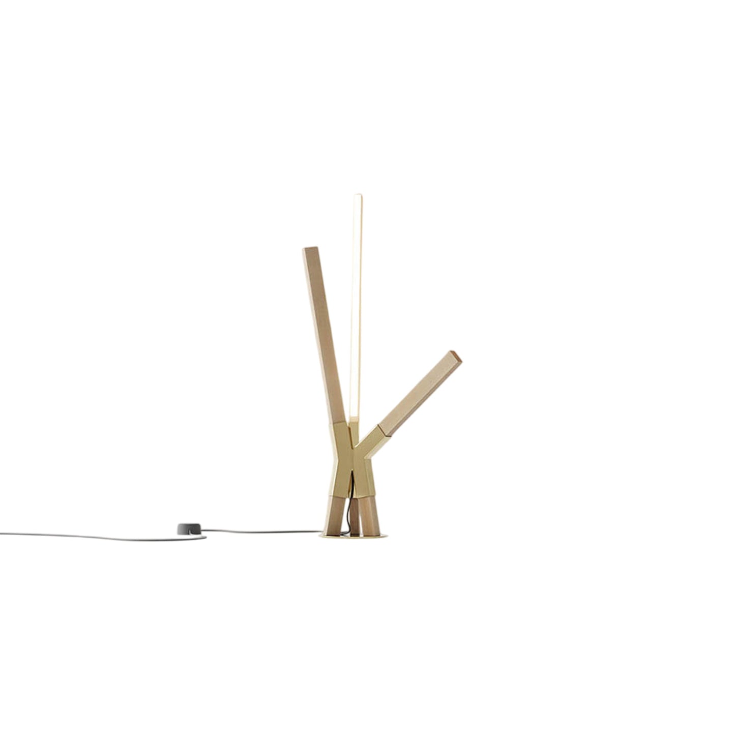 Bang LED Table Lamp in Maple/Polished Brass.