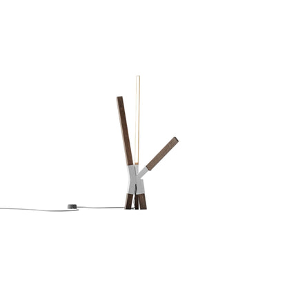 Bang LED Table Lamp in American Walnut/Polished Nickel.