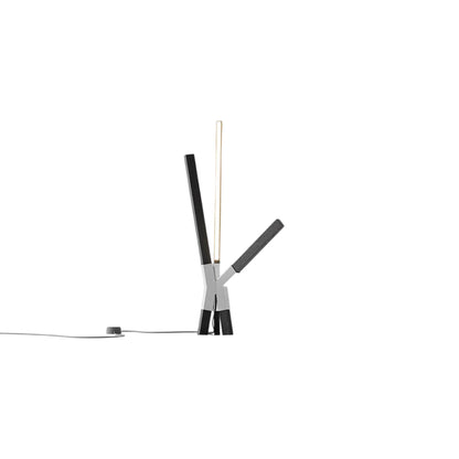 Bang LED Table Lamp in Ebonized Oak/Polished Nickel.