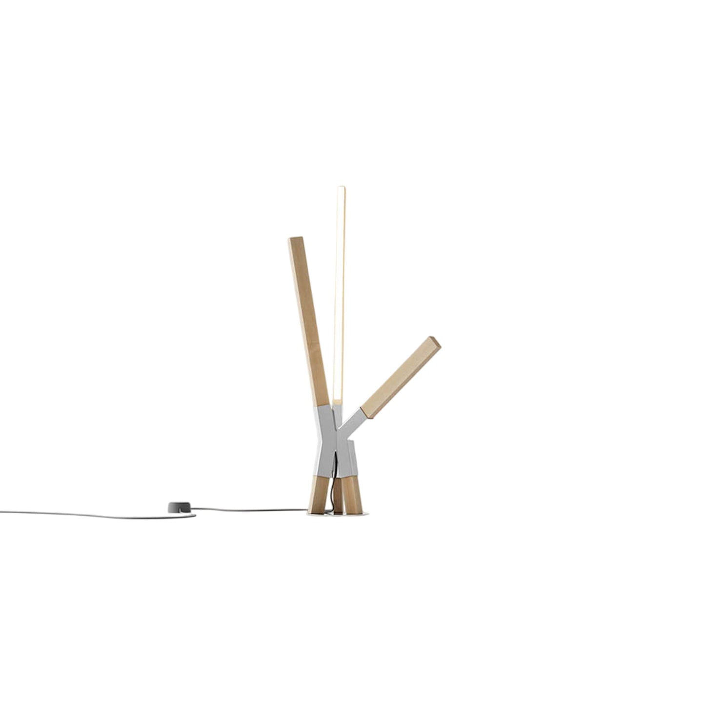 Bang LED Table Lamp in Maple/Polished Nickel.