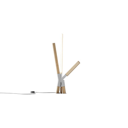 Bang LED Table Lamp in Maple/Polished Nickel.