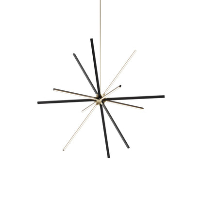 Boom Big LED Chandelier in Ebonized Oak/Brushed Brass.